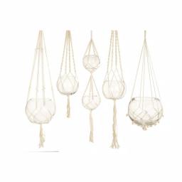 Two's Company Handcrafted Macrame Plant Hangers with Clear Glass Bowls, Set of 5 thumbnail 2