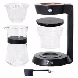 TRIBEST Shine Automatic Pour Over Coffee Machine with 2-Cup Double Wall Glass Carafe, Black with Wood Finish thumbnail 6