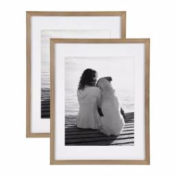 DesignOvation Design Ovation Gallery Wood Picture Frame Set, Rustic Brown, Set of 2 (Matted to 11x14 in.) thumbnail 1