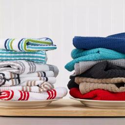 RITZ T-fal RITZ Cotton Waffle Terry Kitchen Towel Set, Red Solid and Stripe (Set of 4) thumbnail 2