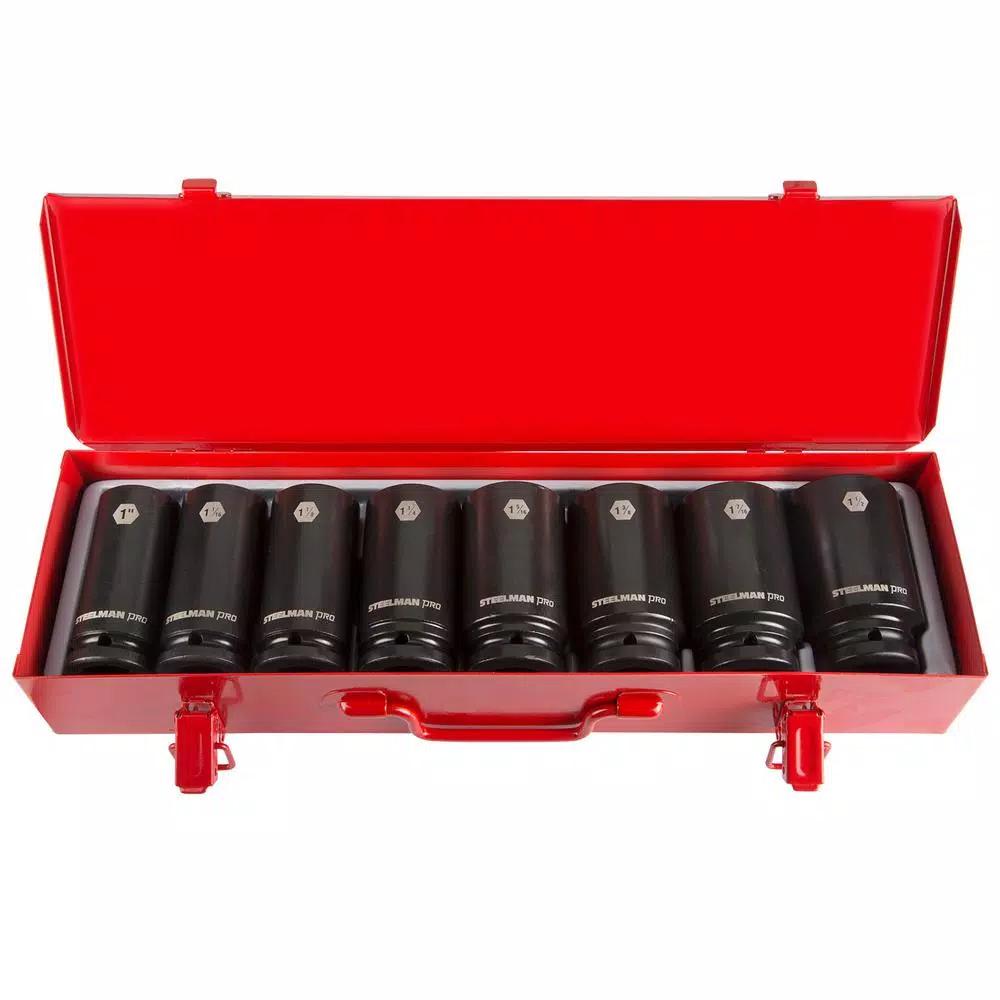 Steelman PRO 79264 3/4 in. Drive 6-Point SAE Deep Impact Socket Set, 8-Piece