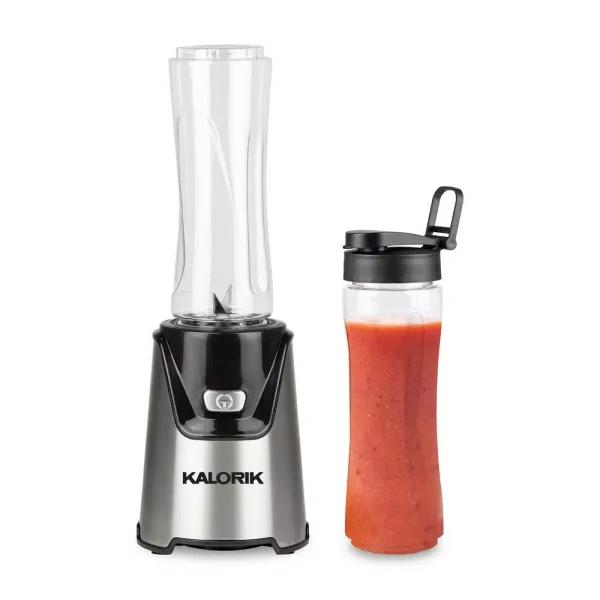 Kalorik Personal Blender, 400-Watt Single Speed Stainless Steel Blender with 2 Tritan 20 oz. Bottles