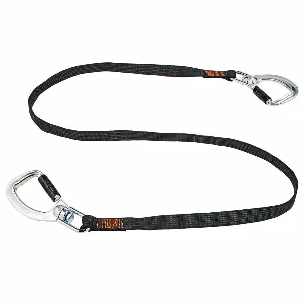 Ergodyne Squids 3139 Tool Lanyard with 40 lb. Capacity Black Dual Double-Locking Carabiner and Swivel