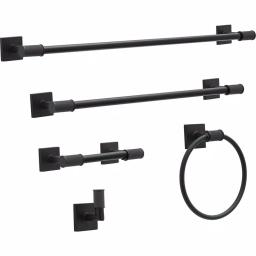 Delta Averland 18 in. Matte Black Towel Bar, Contemporary Knurled Design thumbnail 6