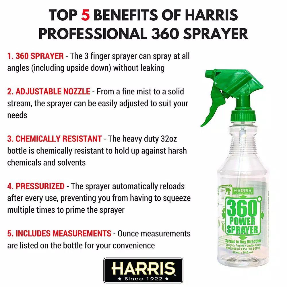 Harris 32 oz. 360-Degree All Angle Professional Spray Bottle, Heavy-Duty Chemical Resistant (12-Pack Case)