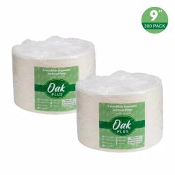 Unbranded 9 in. White Sugarcane Sectional Plates, 3-Compartment Biodegradable Disposable Plates (300 Pack) thumbnail 2