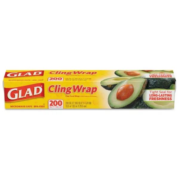 Glad 12 in. x 200 ft. Clear Plastic Cling Wrap, 12-Roll Case