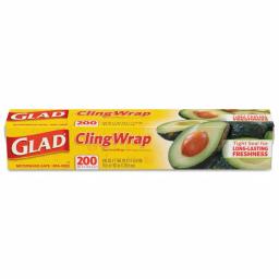Glad 12 in. x 200 ft. Clear Plastic Cling Wrap, 12-Roll Case thumbnail 1