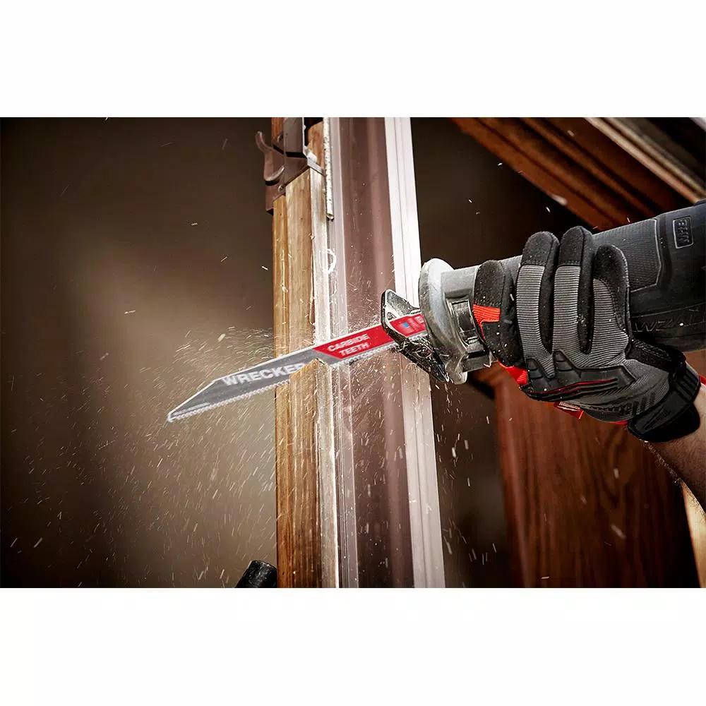 Milwaukee WRECKER 6 in. 6 TPI Carbide Teeth Multi-Material Reciprocating Saw Blade (3-Pack)