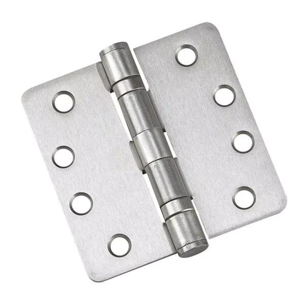 Onward 4 in. x 4 in. x 1/4 in. Radius Brushed Nickel Ball Bearing Butt Hinge (3-Pack)