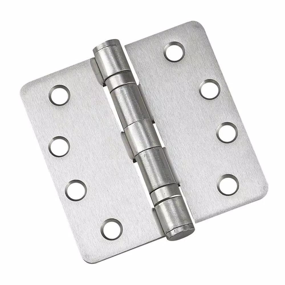 Onward 4 in. x 4 in. x 1/4 in. Radius Brushed Nickel Ball Bearing Butt Hinge (3-Pack)