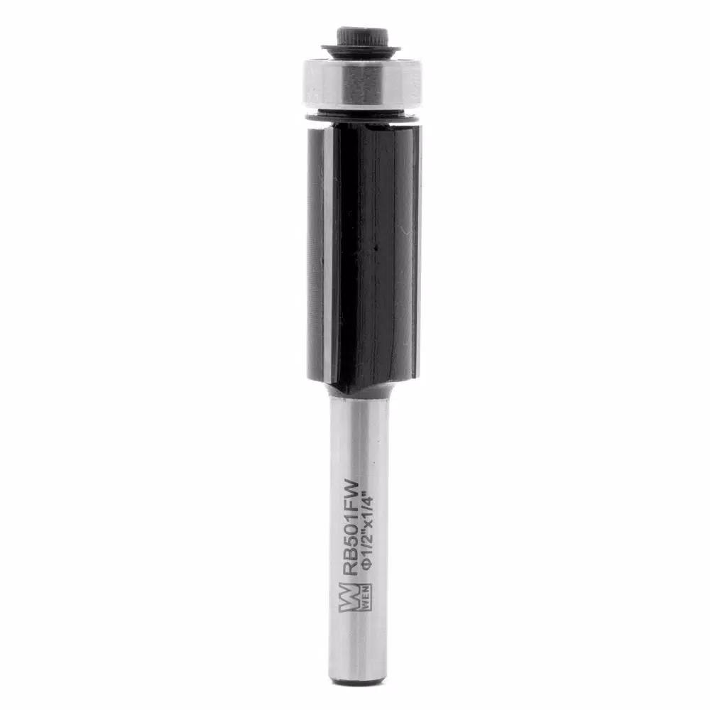 WEN 1/2 in. Flush Trim 3-Wing Carbide Tipped Router Bit, 1/4 in. Shank