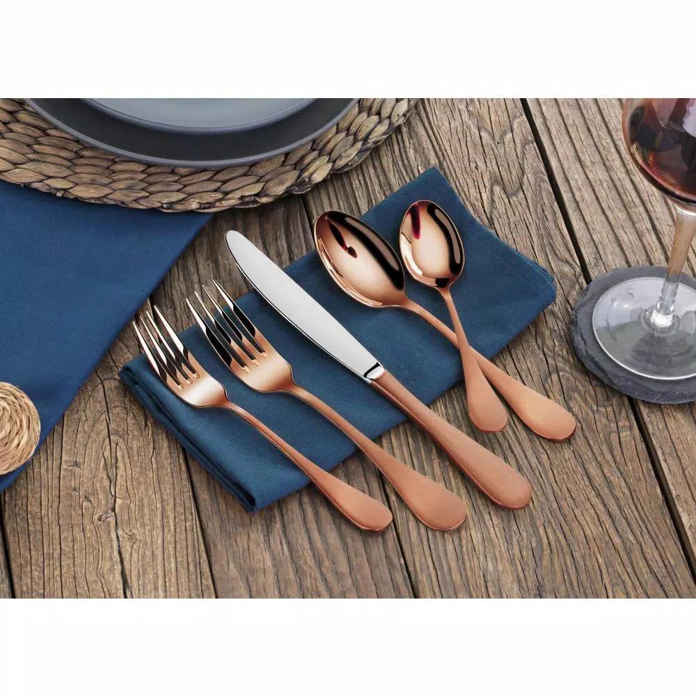 Artaste Rain 20-Piece 18/10 Stainless Steel Flatware Set, Antique Copper Finish, Service for 4