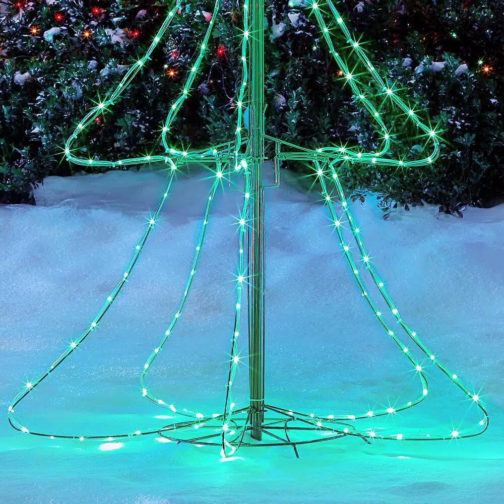 Home Accents Holiday 6 ft Green LED Tube Silhouette Tree - 3D Outdoor Holiday Yard Decoration