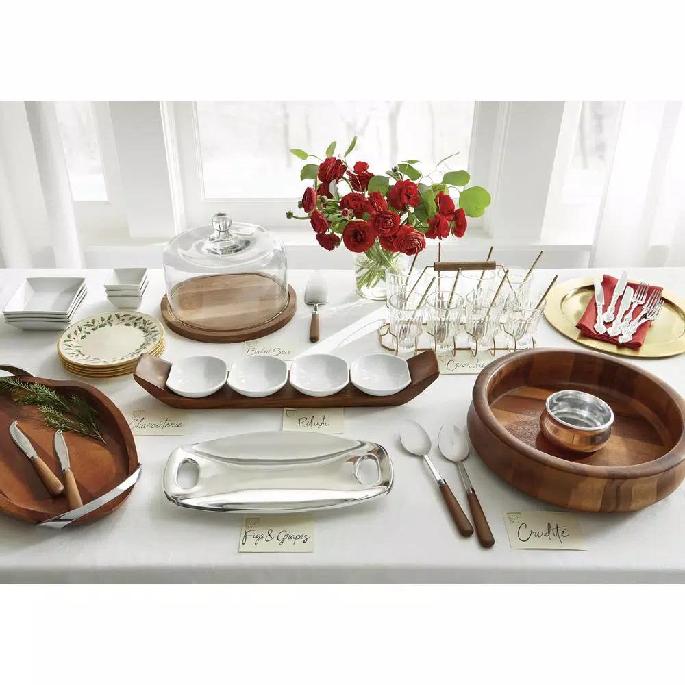 Libbey 8-Piece Glass and Metal Entertaining Set with Caddy and Serving Spoons