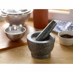 Fox Run 5.5 in. Granite Mortar and Pestle Set, Gray Stone Kitchen Accessory thumbnail 4