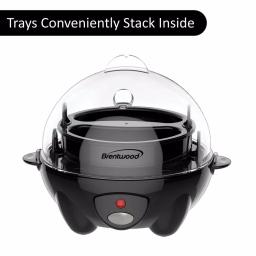 Brentwood 7-Egg Black Electric Egg Cooker with Auto Shutoff, Poaching Tray & Omelet Maker thumbnail 5