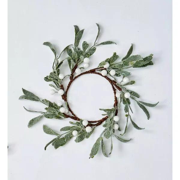 WORTH IMPORTS 4.25" Mistletoe Candle Rings with White Berries, Set of 4