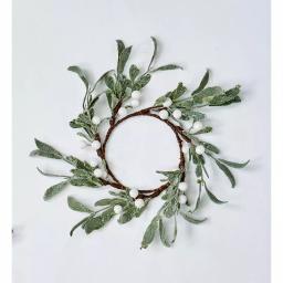 WORTH IMPORTS 4.25" Mistletoe Candle Rings with White Berries, Set of 4 thumbnail 1