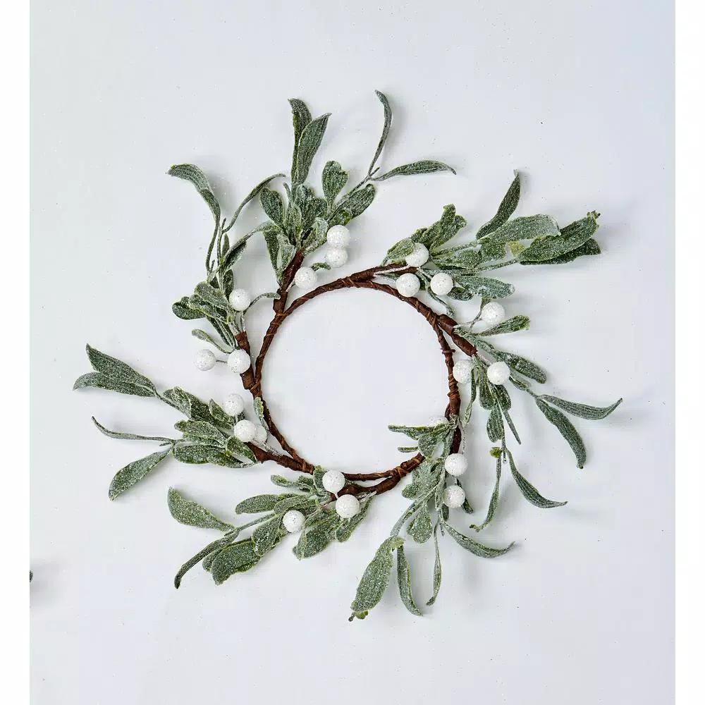 WORTH IMPORTS 4.25" Mistletoe Candle Rings with White Berries, Set of 4