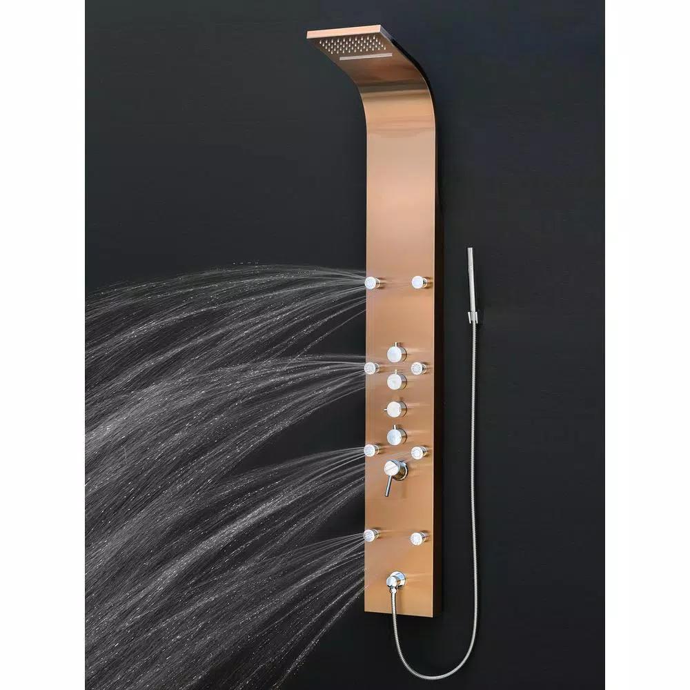 AKDY 65 in. 8-Jet Bronze Stainless Steel Shower Panel System with Rainfall Waterfall and Handheld Wand