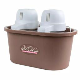 Nostalgia 4 Qt. Double Flavor Ice Cream Maker, Brown Countertop Electric Machine thumbnail 1