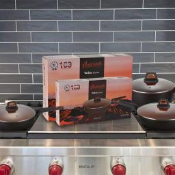 AMERCOOK 12 in. Volcano Stone Nonstick Wok Pan, Forged Aluminum, Induction Compatible thumbnail 4