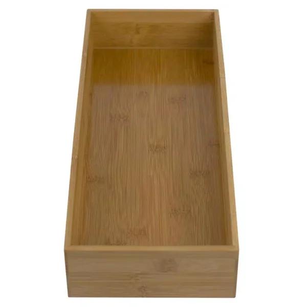 Unbranded Natural Bamboo Drawer Organizer - 15 in. x 6 in. x 2.5 in. Rustic Storage Box