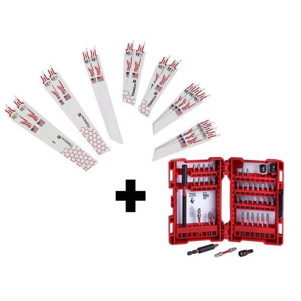 Milwaukee 61-Piece SAWZALL Metal Cutting Reciprocating Blade & SHOCKWAVE Impact Driver Bit Set