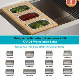 KRAUS Workstation Kitchen Sink Accessory Set: Bamboo Serving Board & 3 Stainless Steel Prep Bowls thumbnail 4