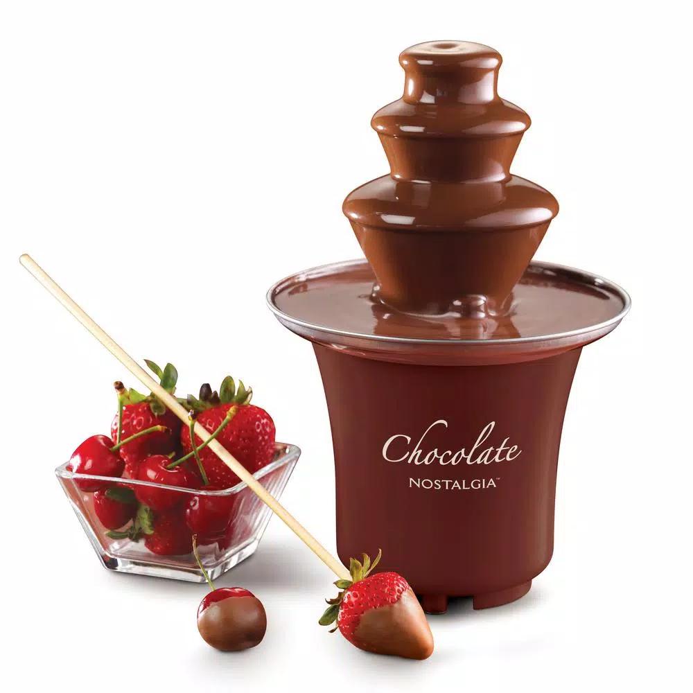 Nostalgia 3-Tier Chocolate Fountain with Auger-Style Flow, 8 oz. Capacity, Brown