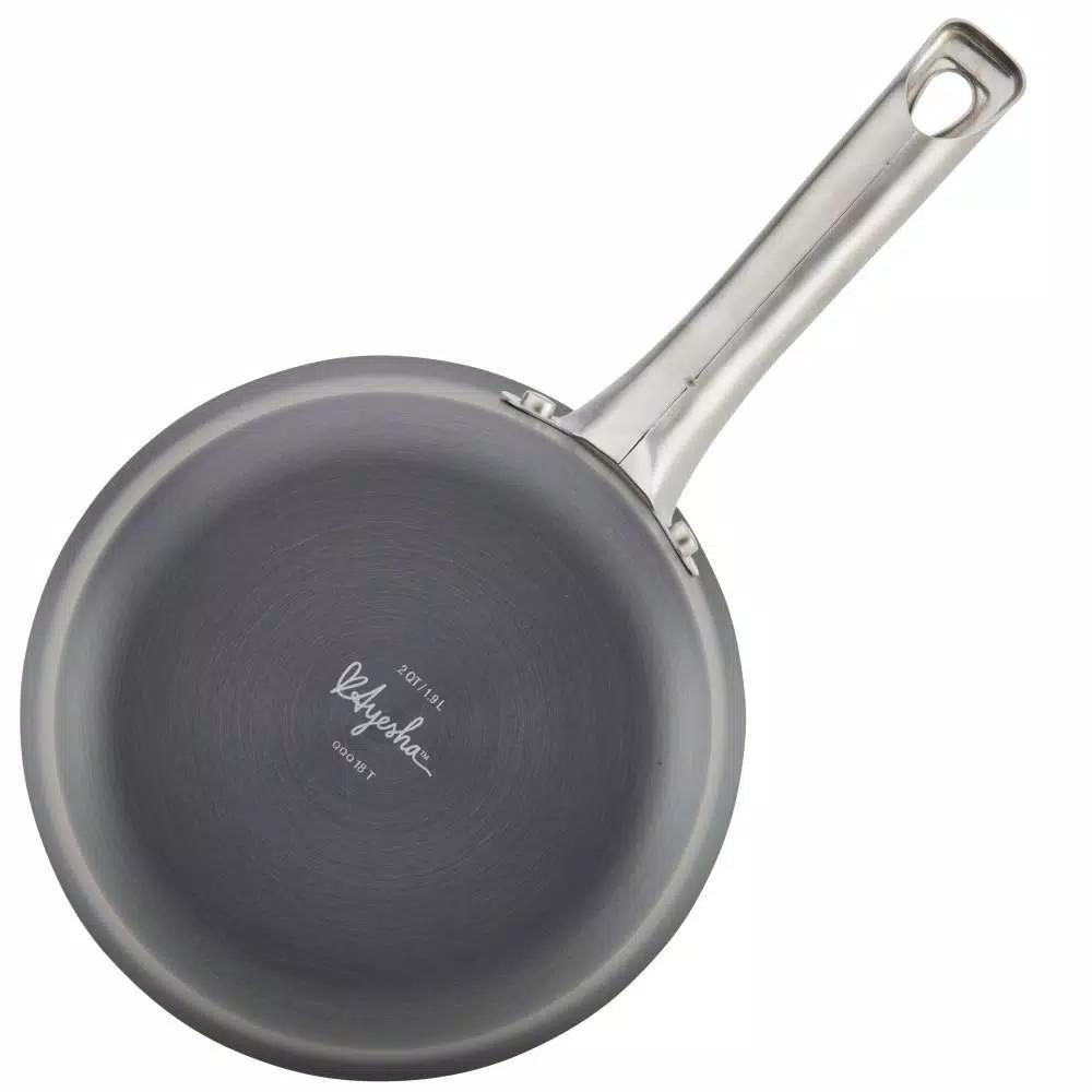 Ayesha Curry Home Collection 2 Qt. Hard Anodized Nonstick Aluminum Saucepan with Glass Lid, Basil Green