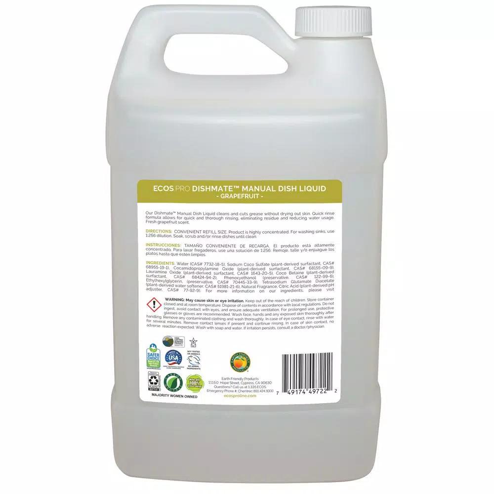 ECOS Pro Dishmate Manual Dishwashing Liquid, Grapefruit, 128 oz.