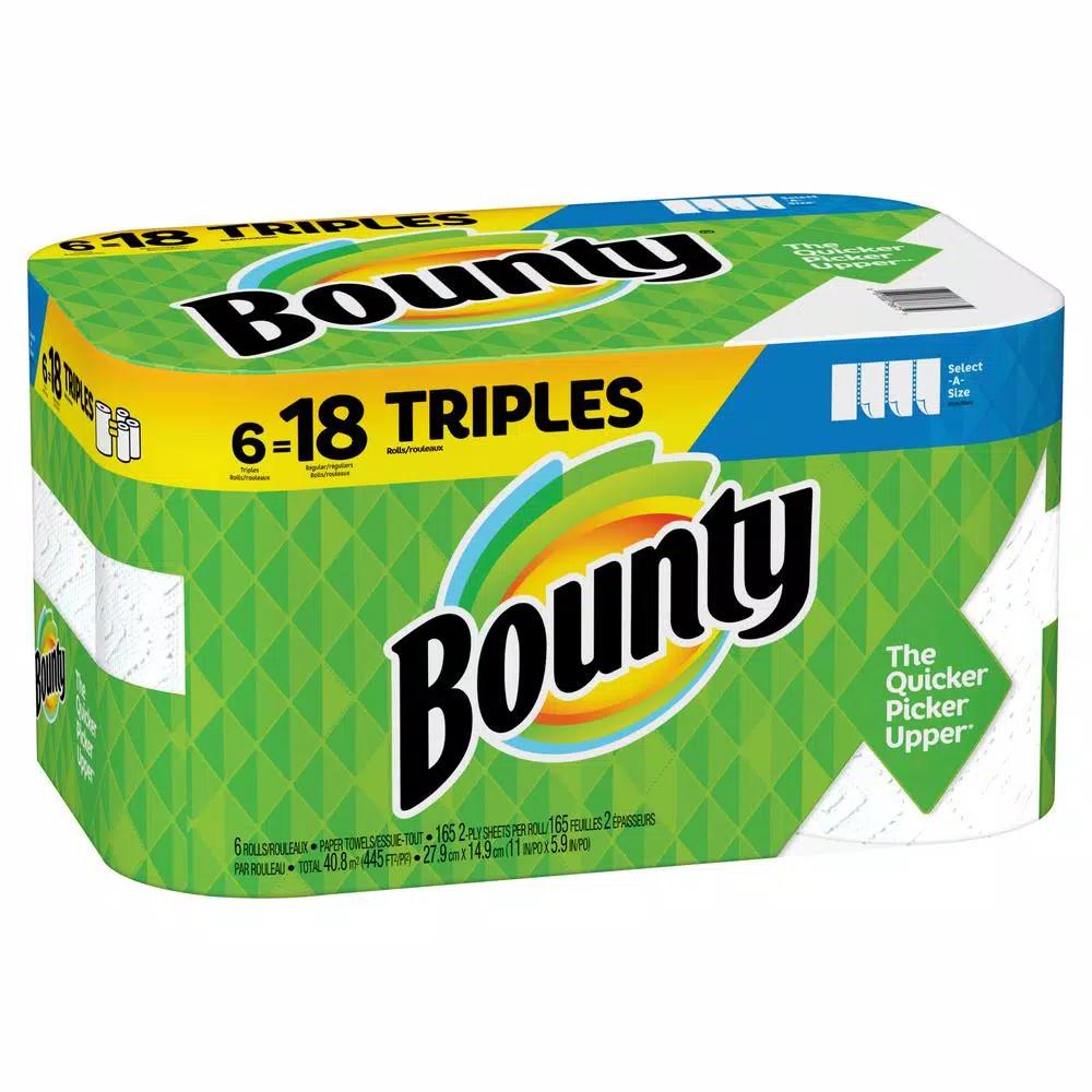 Bounty Select-A-Size White Paper Towels, 6 Triple Rolls