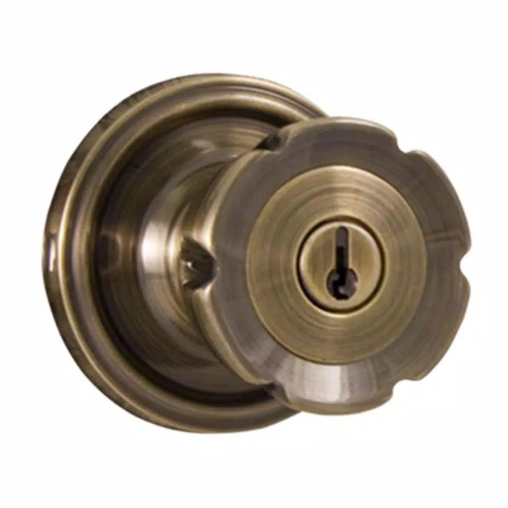 Weslock Antique Brass Keyed Entry Door Knob - ANSI Grade 2 Classic Style