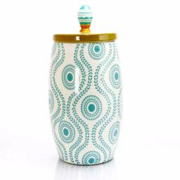 Urban Market Life On the Farm 4-Piece Durastone Kitchen Canister Set with Lids, Blue Abstract Design thumbnail 3