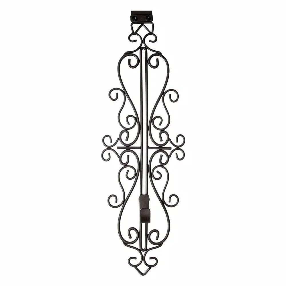 Village Lighting Company Colonial Adjustable Wreath Hanger, Durable Wrought Iron Door Hook, Holds up to 20 lbs