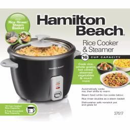 Hamilton Beach 16-Cup Rice Cooker and Steamer, Black thumbnail 3