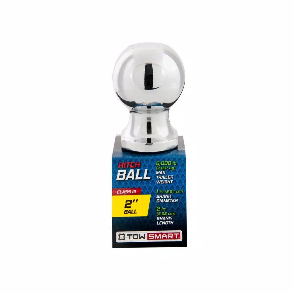 TowSmart 2 in. Chrome Hitch Ball, 5,000 lb. Capacity, 1 in. x 2 in. Shank