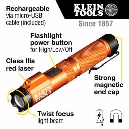 Klein Tools Precision Electronics Screwdriver and Rechargeable Focus Flashlight with Laser Set thumbnail 3