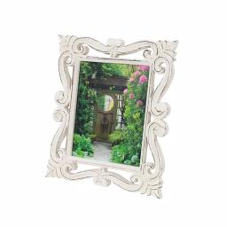 LITTON LANE 8x10 Hand-Carved Mango Wood Picture Frame - Antique Whitewash Rectangular Tabletop Frame thumbnail 2