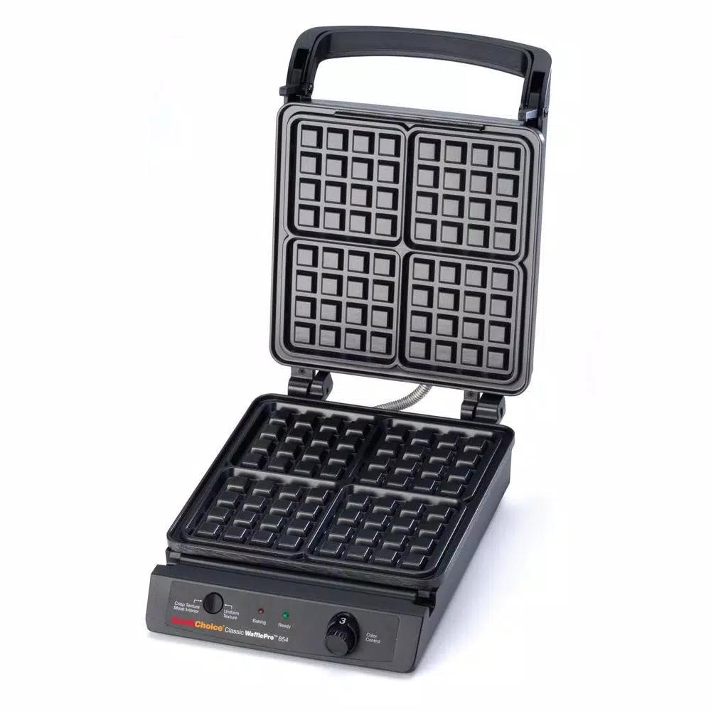 Chef'sChoice WafflePro 4-Slice Black Stainless Steel American Waffle Maker