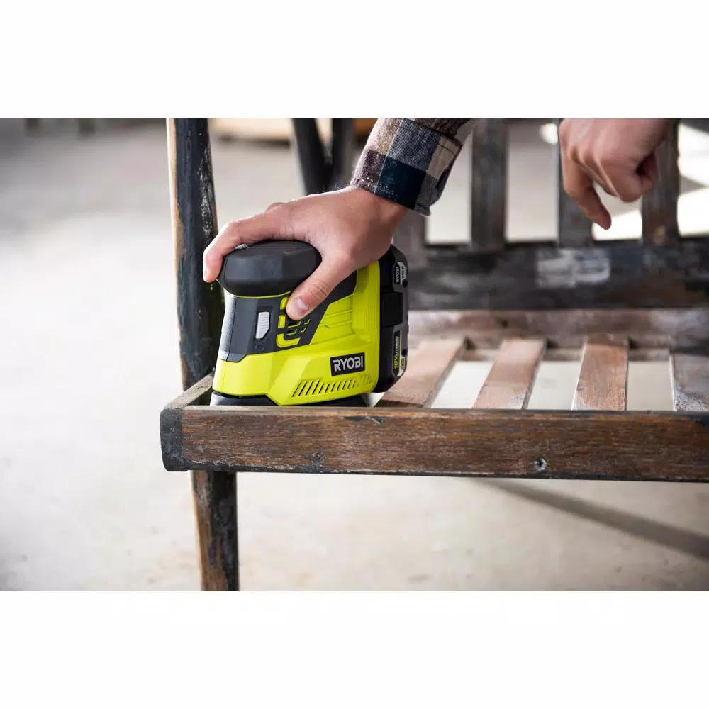 RYOBI 18V ONE+ Corner Cat Finish Sander Kit with 2.0 Ah Battery and Charger