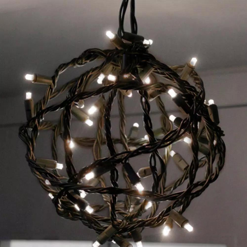 Brite Star 50-Light Pure White Micro Mini Flex-Shape LED String Lights, Brown Wire