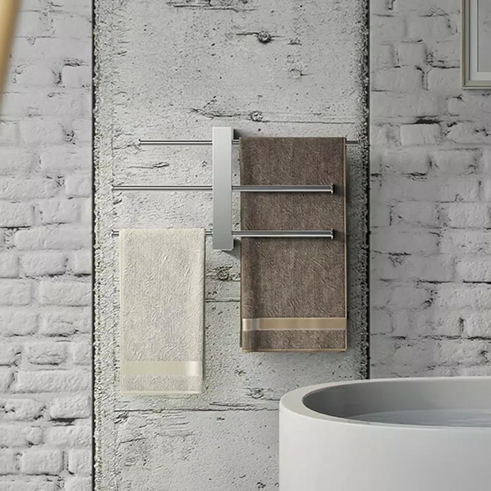 Nameeks Gedy Bridge Wall Mounted Polished Chrome Towel Rack with 3 Adjustable Sliding Bars