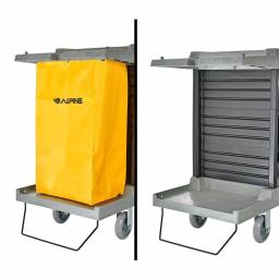 Alpine Industries 2-Wire Shelf Janitorial Cleaning Cart with 2 Yellow Vinyl Bags thumbnail 6