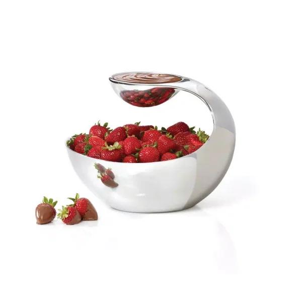 Nambe Scoop 11 in. Alloy Large Two-Tiered Serving Bowl Server