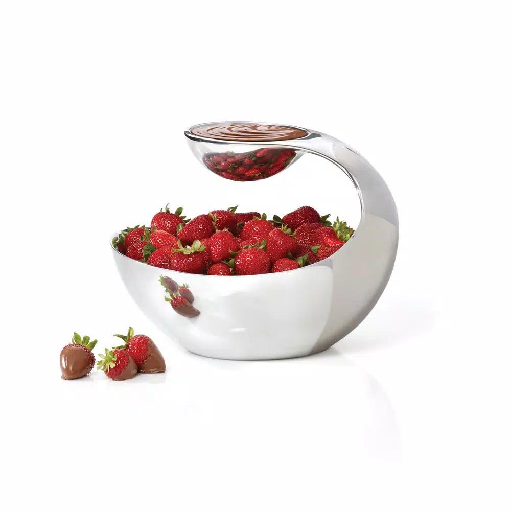Nambe Scoop 11 in. Alloy Large Two-Tiered Serving Bowl Server