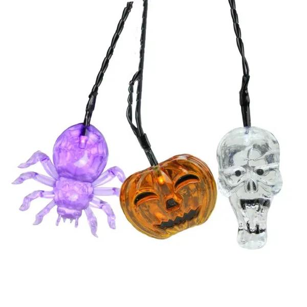Northlight LED Halloween String Lights Set - Skull, Spider, and Jack-o-Lantern Novelty Lights (90 Count)