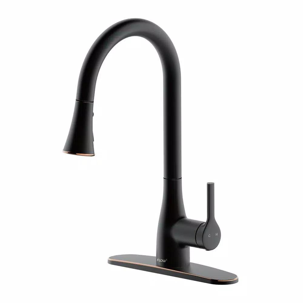 FLOW Series Classic Single-Handle Pull Down Kitchen Faucet, Oil Rubbed Bronze